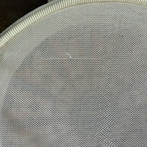 Dior Cream Round Cosmetic Pouch with Pink & Gold Butterfly Embroidery - Picture 6 of 10